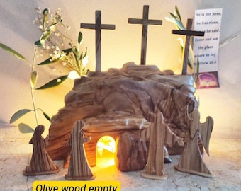 Wooden easter resurrection scene - Wooden Empty Tomb - Easter Nativity Scene - Tomb Resurraction - Easter Nativity - He is Risen