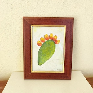 Ölgemälde einer Kaktusfeige, Original-Ölgemälde, Stillleben einer Kaktusfeige, Kunst für die kleine Küche, Fruchtstillleben, Fruchtgemälde