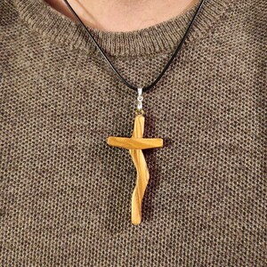 Kruis Hanger Ketting in Olijfhout - Kruis van de Wederopstanding - Houten Kruis Charme