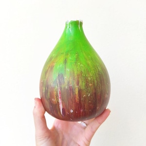 Wooden extra large sculpture of fig, Wooden Fig Green Brown natural size and big size, Wooden fig sculpture, Wooden fruit home decor