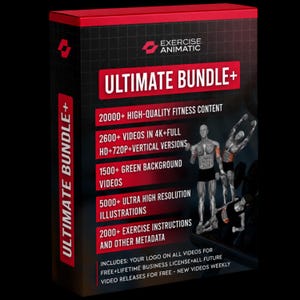 2600+ Videos, 5000+ Illustrations, Workout, Gym, Exercise, Fitness Animation Video & Asset Bundle  Royalty Free License, Branding Optional