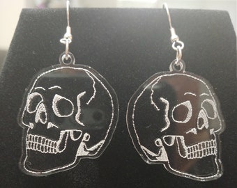 Clear Acrylic Skull Earrings