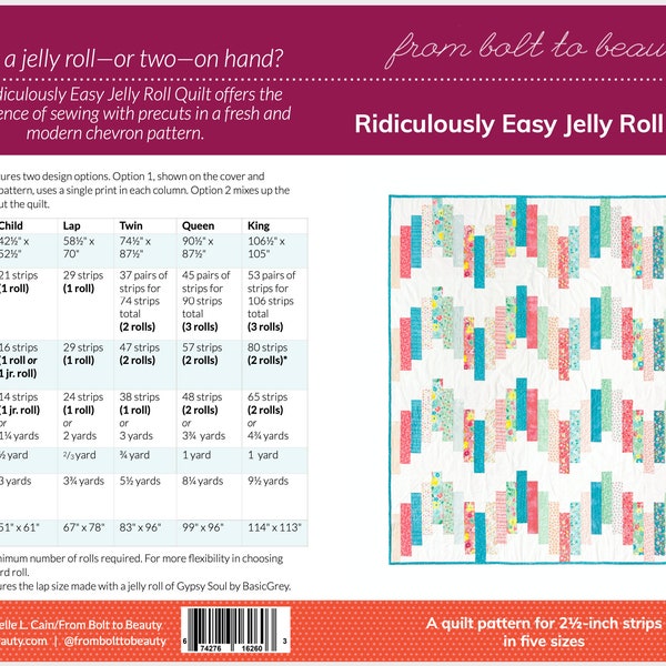 PRINT Ridiculously Easy Jelly Roll Quilt Pattern by Michelle Cain of From Bolt to Beauty