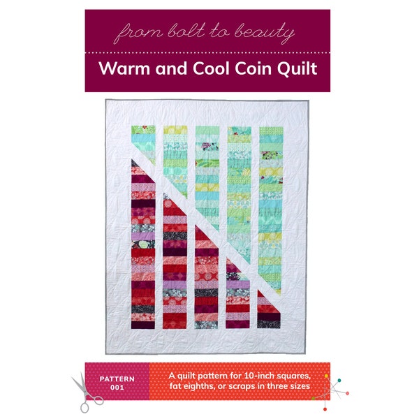 PDF Warm and Cool Coin Quilt Pattern - Great for Scraps, Precuts, and Beginners - by Michelle Cain of From Bolt to Beauty