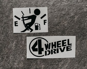 Gas Tank label, Fuel Tank Decal, 4 Wheel Drive Label, 4 Wheel Drive Decal, Gas Gauge Decal, Empty Gas Gauge Label, 4 Wheel Drive Stickers