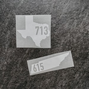 State decals, Area Code decal, State Labels, Car Decals, Zip Code labels, Custom State labels, Custom State decals, Bumper Sticker decals