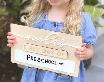 Back to School Personalized Sign, Engraved First and Last Day of School Sign, First Day of Sign