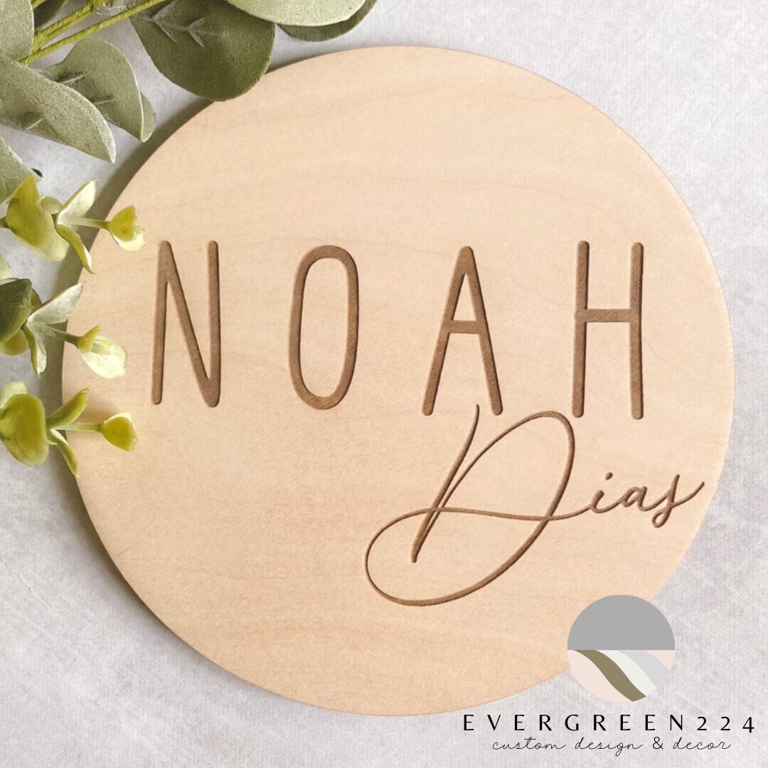 Engraved Name Announcement Sign Modern Name Sign Engraved Etsy