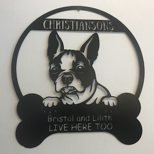 Hund Christiansons handgemachte Metallschilder, Geschenk für Boston Terrier Hundeliebhaber