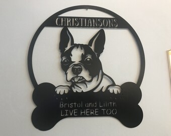 Hund Christiansons handgemachte Metallschilder, Geschenk für Boston Terrier Hundeliebhaber