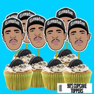 90er Hip Hop Party Dekoration, Cupcake Topper, 90er Party, Tupac, Eiswürfel, Biggie, Snoop Dogg, 90er Jahre Thema, West Coast, NWA