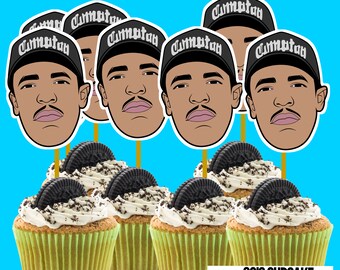 Hiphop-cupcaketoppers uit de jaren 90: West Coast-thema (digitale download)