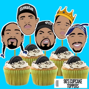 90er Jahre HIP HOP Party, digitaler Download, 90er Party, Cupcake Toppers, Tupac, Dr. Dre, Eiswürfel, Biggie, Snoop Dogg, 90er Thema, 90er Jahre Banner, NWA