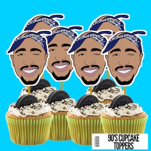 90er Party Dekoration, Tupac, 90er Party, Cupcake Topper, 90er Jahre HIP HOP, Dr. Dre, Eiswürfel, Biggie, Snoop Dogg, 90er Thema, 90er Banner, NWA, 99