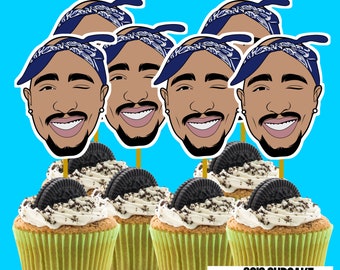 Hiphop-cupcaketoppers uit de jaren 90: Tupac, Biggie, Dr. Dre (digitale download)