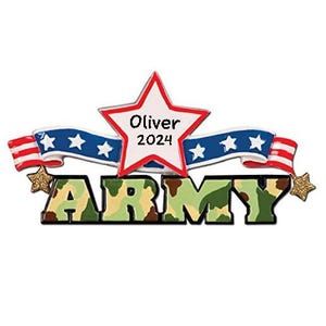 Personalized US Army Ornament 2025 - Army Ornament with American Flag Christmas Tree Decoration Ornaments - Army Ornament with Start