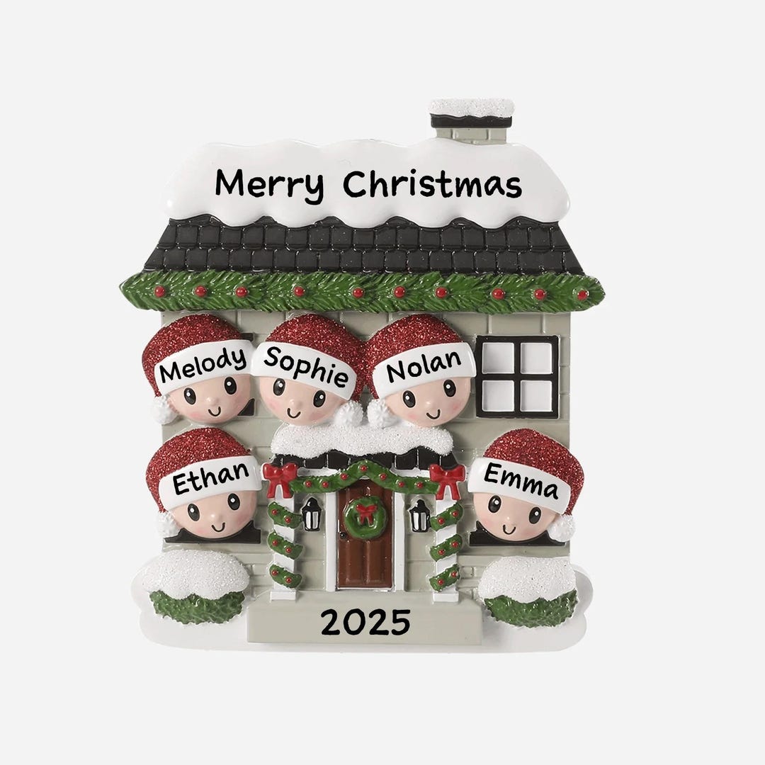 Personalized House Family Ornament 2025 – Family of 5 Christmas ...