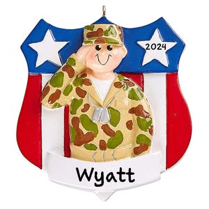 Personalized Army Christmas Ornament 2025 - U.S. Army Soldier Military Patriotic Christmas Tree Decoration Ornament, Military Office