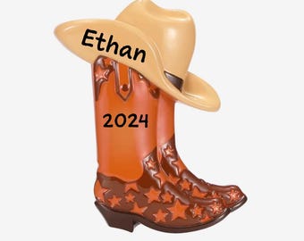Cowboy boot Brown Christmas Ornament 2025 ~ Cowboy boot Christmas ~ Personalized Cowboy boot Ornament~ Custom Cowboy boot Brown Ornament