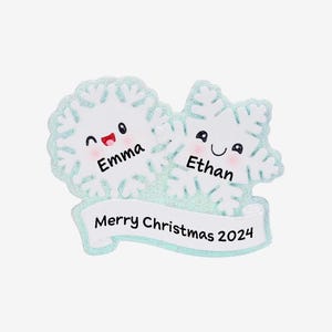 2025 Personalized Christmas Tree Snowflake Ornament - Custom Christmas Snowflake Family of 2, 3, 4, 5, 6 Holiday Ornament, Free Customize