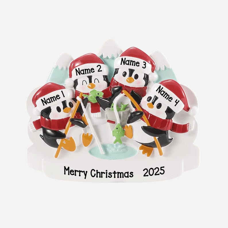 Personalized Penguin Family of 4 Ornament 2025 – Custom Christmas Tree ...