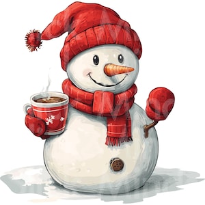 Boneco de neve Cocoa PNG: Design de sublimação de Natal e inverno (download digital)