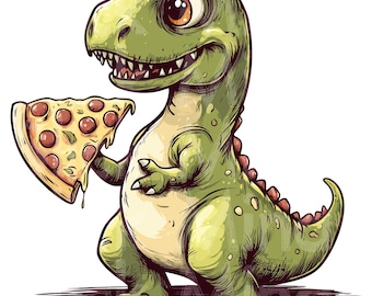 Funny Dinosaur Pizza Sublimation Design (Digital Download)
