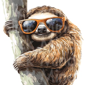 Sloth Hanging from a Tree - Cute Sublimation PNG, Lazy Animal Design for T-Shirts, Mugs, Baby Showers, Nursery Décor
