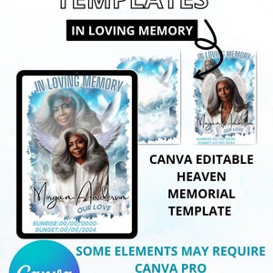 IN LOVING MEMORY , heaven background, CANVa template, editable, memorial shirt design template, canva, instant download link
