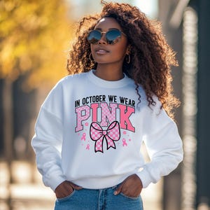 Em outubro usamos moletom ROSA, conscientização sobre o câncer de mama, moletom com gola redonda