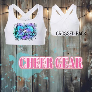Cheerleader Graffiti Sports Bra, custom sports bra, youth sports Grafitti, custom Name