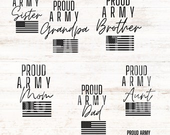 PROUD ARMY-familie SVG | Leger moeder, vader, broer, zus, enz. Png-bestand| Direct downloaden| Leger familie svg