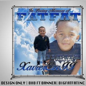 8X8 ft CUSTOM Banner Design only| Backdrop, DESIGN ONLY, memorial, birthday, retirement, anniversary etc, Backdrop custom