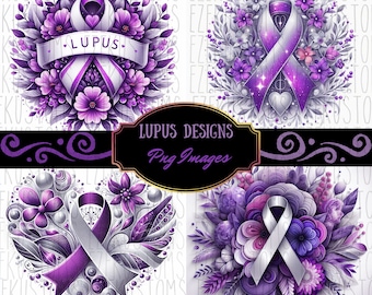 LUPUS PNG images, instant download, Lupus Awareness Ribbon, PNG only, Lupus Survivor, Purple Ribbon