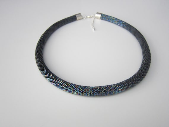 Miyuki seed beads necklace - beaded rope - beadwork accessory - crochet seed bead necklace - handmade accessories - Miyuki Delica seed beads