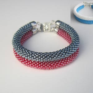 Bracciale a due fili - braccialetto di perline all'uncinetto - accessori di perline - perline di vetro ceco - accessori multicolore - gioielli di perline
