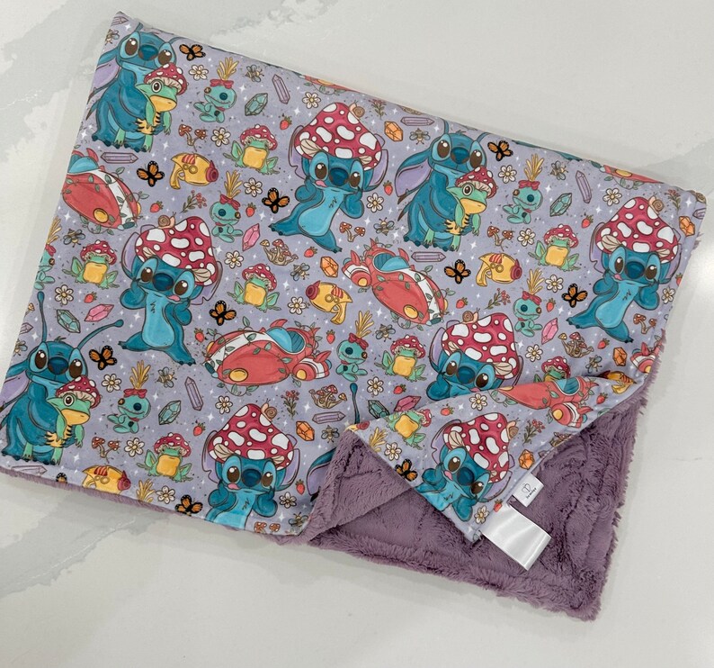 Stitch Disney Custom Print 45x35 Minky Dot Toddler Blanket Etsy