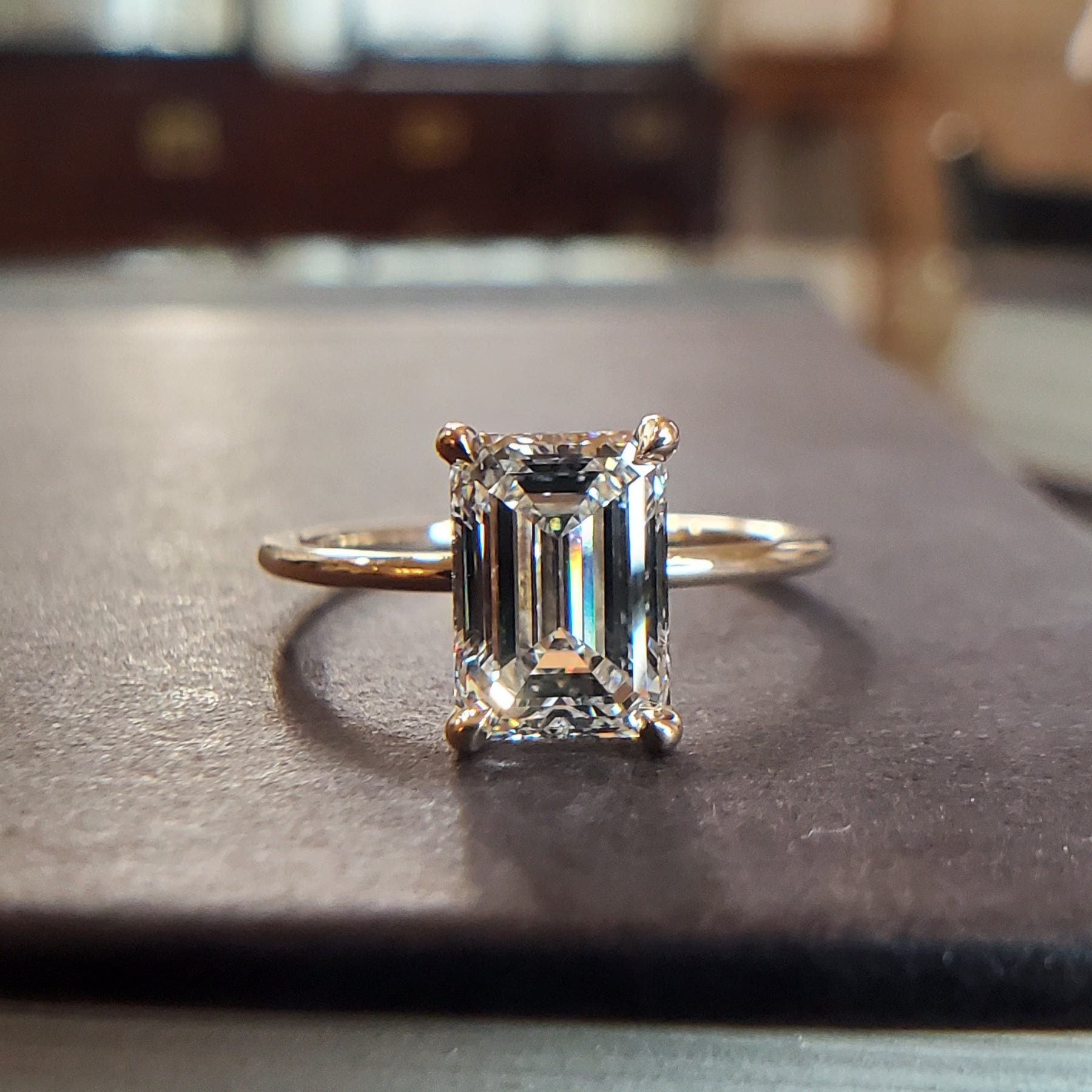 Emerald Cut Moissanite Engagement Ring Solitaire Engagement - Etsy