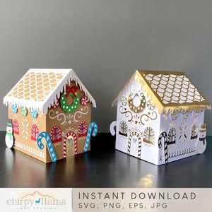 3D peperkoekhuis, vrolijk kerstdecor, winterwonderlandhuis, snoepriet peperkoekhuis, winterdorpshuis, SVG, PNG, EPS, Jpg