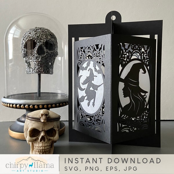 3D Halloween Hanging Witch Lantern, Halloween Hanging Centerpiece, Witch decoration, Spooky Lantern, Witch Lantern, SVG, PNG, EPS, Jpg