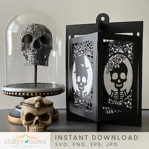 Lanterna teschio appesa di Halloween 3D, centrotavola appeso di Halloween, decorazione del teschio, Lanterna spettrale, Lanterna della ragnatela, SVG, PNG, EPS, Jpg