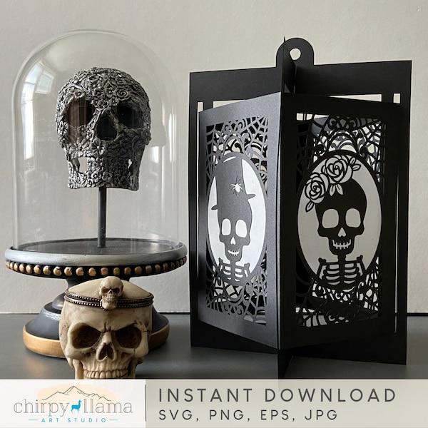 3D Halloween Hanging Skull Lantern, Halloween Hanging Centerpiece, Skull decoration, Spooky Lantern, Spider Web Lantern, SVG, PNG, EPS, Jpg