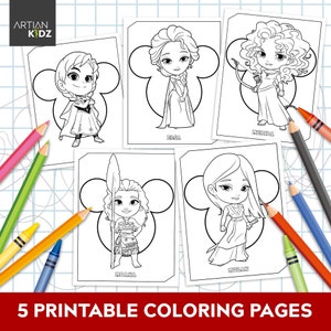 Chibi Princess Coloring Pages / Downloadable Coloring Pages / Printable Coloring Pages for Kids / Digital Coloring Book