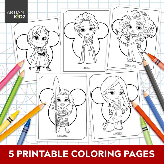 Chibi Princess Coloring Pages / Downloadable Coloring Pages