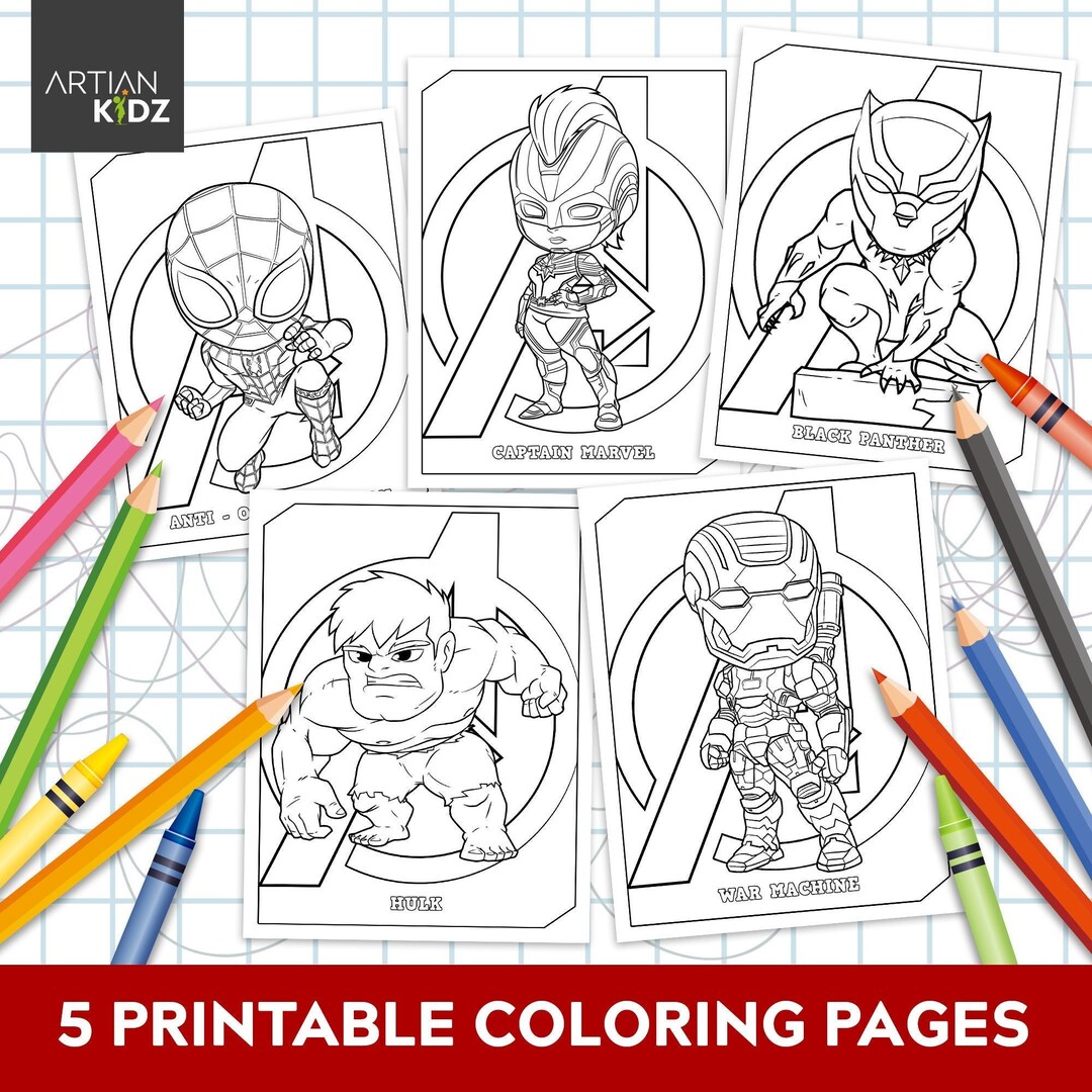 Chibi Superhero Coloring Pages / Downloadable (Instant Download) - Etsy