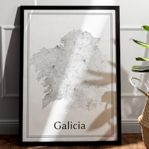 Galicia map, Galicia, Galiza, wall art, personalized gifts, print, art work