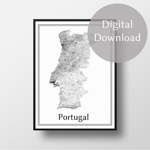 Portugal road map, digital download, minimalist, wall art, personalized gifts, print, art work