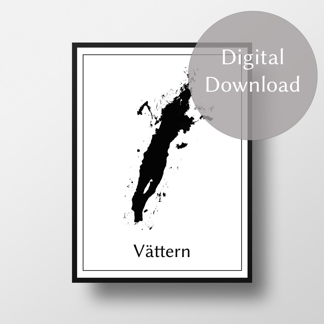 Vättern Minimalist Map, Sweden Sverige, Digital Download, Wall Art ...