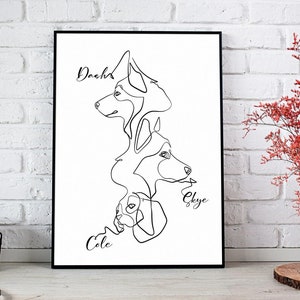Benutzerdefinierte One-Line-Hund, Haustierporträt, Hundelinie Kunst, Kontinuierliche Linienzeichnung, Hundeporträt, Hundetattoo, Haustierverlustgeschenk, Hundetattoo