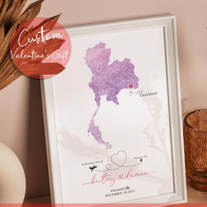 Personalisiertes Straßenposter mit Pin für einen bestimmten Ort - Digital oder gerahmt mit Rahmen - Geschenk für Partner, Brautpaar, Jahrestag, Valentinstag